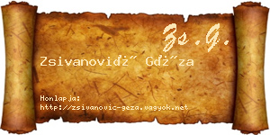 Zsivanović Géza névjegykártya